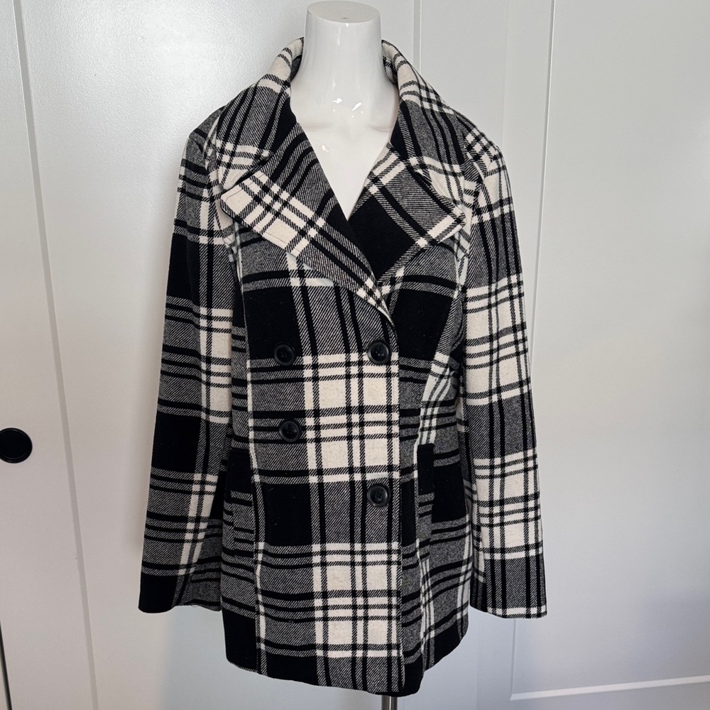 Larry Levine Plaid Coat